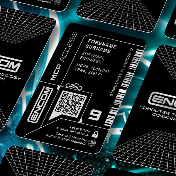 Tron ENCOM MCP Personalised Aluminium ID Card / Access Pass - Top Quality Wallet Card. Can you hack the mainframe to race a Light Cycle?