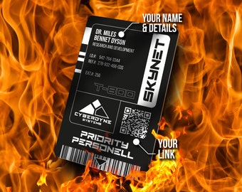 Cyberdyne Systems / Skynet customisable Aluminium ID Card. Terminator Gift for cosplay & movie fans.