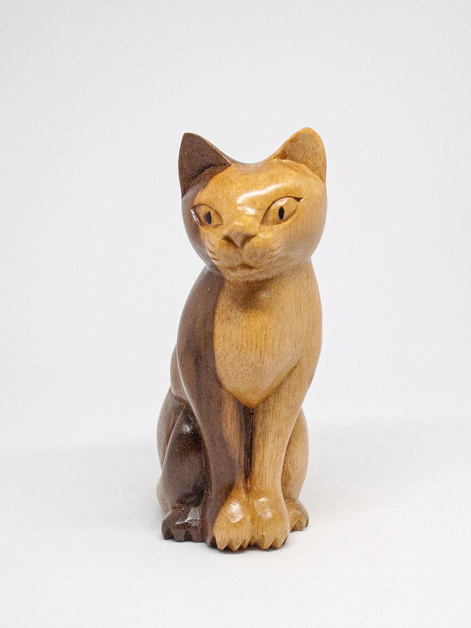 Wooden Cat Sculpture Homedecor Wood Carving Wooden Cat | Etsy