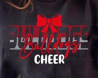 Bulldogs Cheer SVG, kokarda maskotki, duch szkoły (pliki cyfrowe)