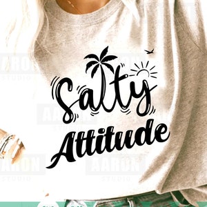 Salty Attitude Svg, Summer Svg, Waves Svg, Palm Svg, Cut Files, Commercial Use, Summer Vibes Svg, Silhouette, Cricut Cut File