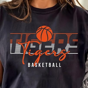 Tigers Basketball SVG PNG Retro Sports Logo Mascot Cricut File