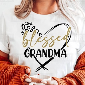 Gesegnete Oma svg, Familie svg, Herz Leopard-Gepard Print, svg, Oma-Shirt-Svg Cut File für Cricut, Eps, Pdf, Png Dxf