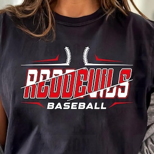 Red Devils Baseball SVG, Maskottchen Vektor Grafiken, Typografie-Design (Digitaler Download)