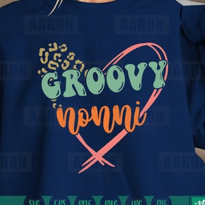 Groovy nonni Svg, Groovy father Svg, Heart Leopard Cheetah Svg, Regalo para abuelos Svg, Groovy nonni shirt Svg, archivo de corte, Svg Png Dxf