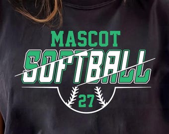 Sóftbol SVG PNG, Mascota de sóftbol personalizada, Plantilla de logotipo de equipo, Camiseta de mamá de sóftbol SVG, Mascota escolar SVG, Archivo de corte fácil, Cricut