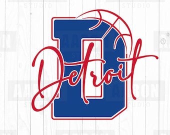 Baloncesto de Detroit SVG PNG DXF, Baloncesto de Detroit svg, Mascota de Detroit svg, Mamá de Detroit svg, Porristas de Detroit svg, Camiseta de Detroit, Cricut