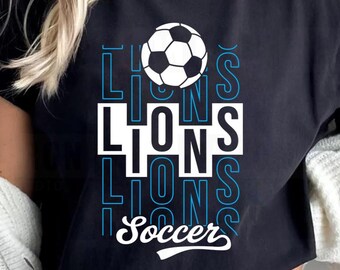 Lions Soccer Stacked Design SVG PNG DXF (Digital Files)