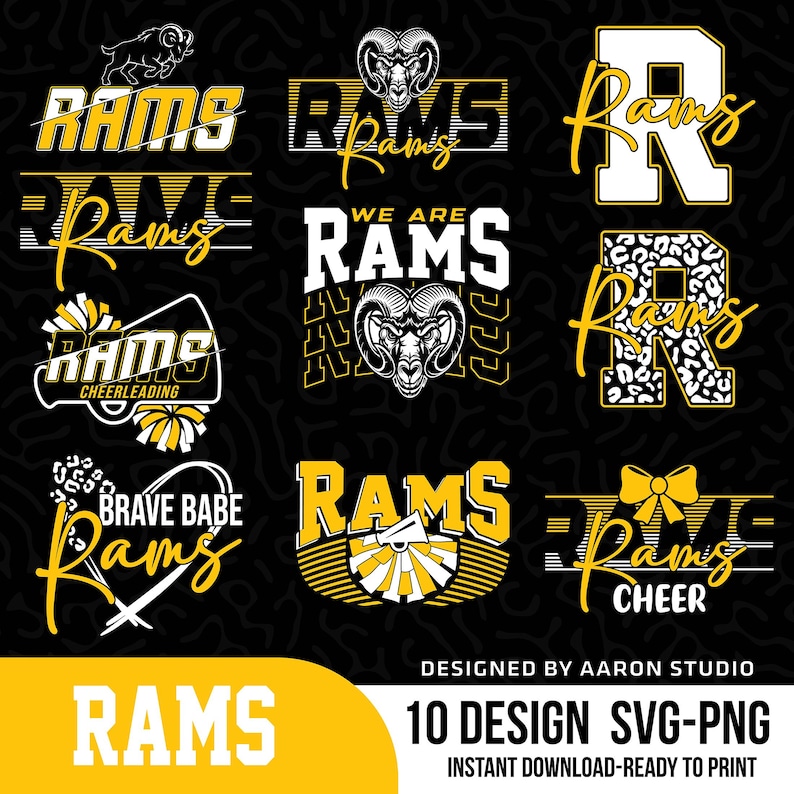 Rams SVG PNG Bundle – Mascot Shirt Designs Digital Download - Etsy