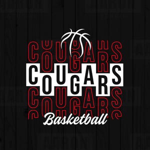 Cougars Stacked Basketball SVG PNG DXF, Cougars Basketball svg, Cougars Mascot svg, Cougars Mom svg, Cougars Cheer svg, Cougars Shirt Svg
