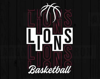 Lions Stacked Basketball SVG, Mascot Design (Digital Files)