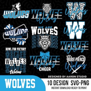 Wölfe SVG PNG Bundle - Maskottchen Shirt Designs digitaler Download
