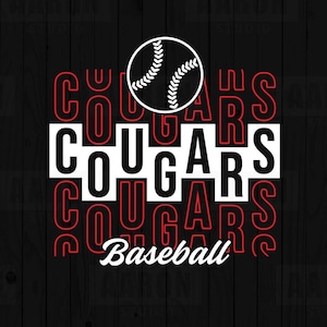 Cougars Stacked Baseball SVG PNG DXF, Baseball Svg, Cougars Baseball svg, Cougars Mascot svg, Cougars Mom svg, Cougars Cheer svg,