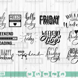 Archivos svg de fin de semana, clip art svg de fin de semana, clip art svg de viernes, conjunto de paquetes de viernes, conjunto de paquetes de fin de semana svg, eps, pdf, jpeg, png
