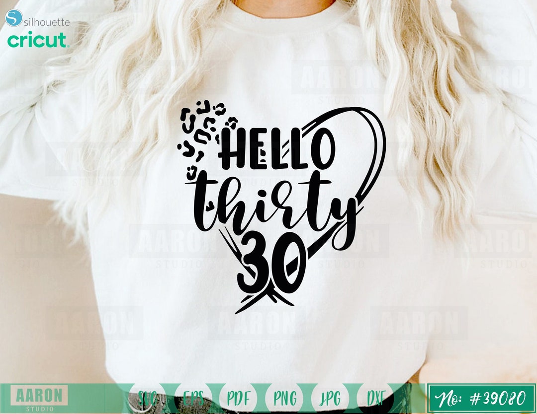 Hello Thirty Svg, Birthday Svg, Leopard Cheetah Print, Svg, Birthday ...