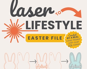 Personalizable Bunny Easter Basket Tag – 2-Layer Cut Digital File | Minimal Material Use | Laser-Ready Design