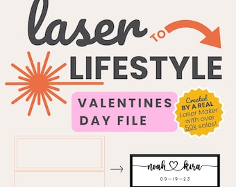 Custom Couple Name Valentines Day Digital File | Valentines Day Sign Laser File | Anniversary Minimal Material Use | Laser-Ready Design