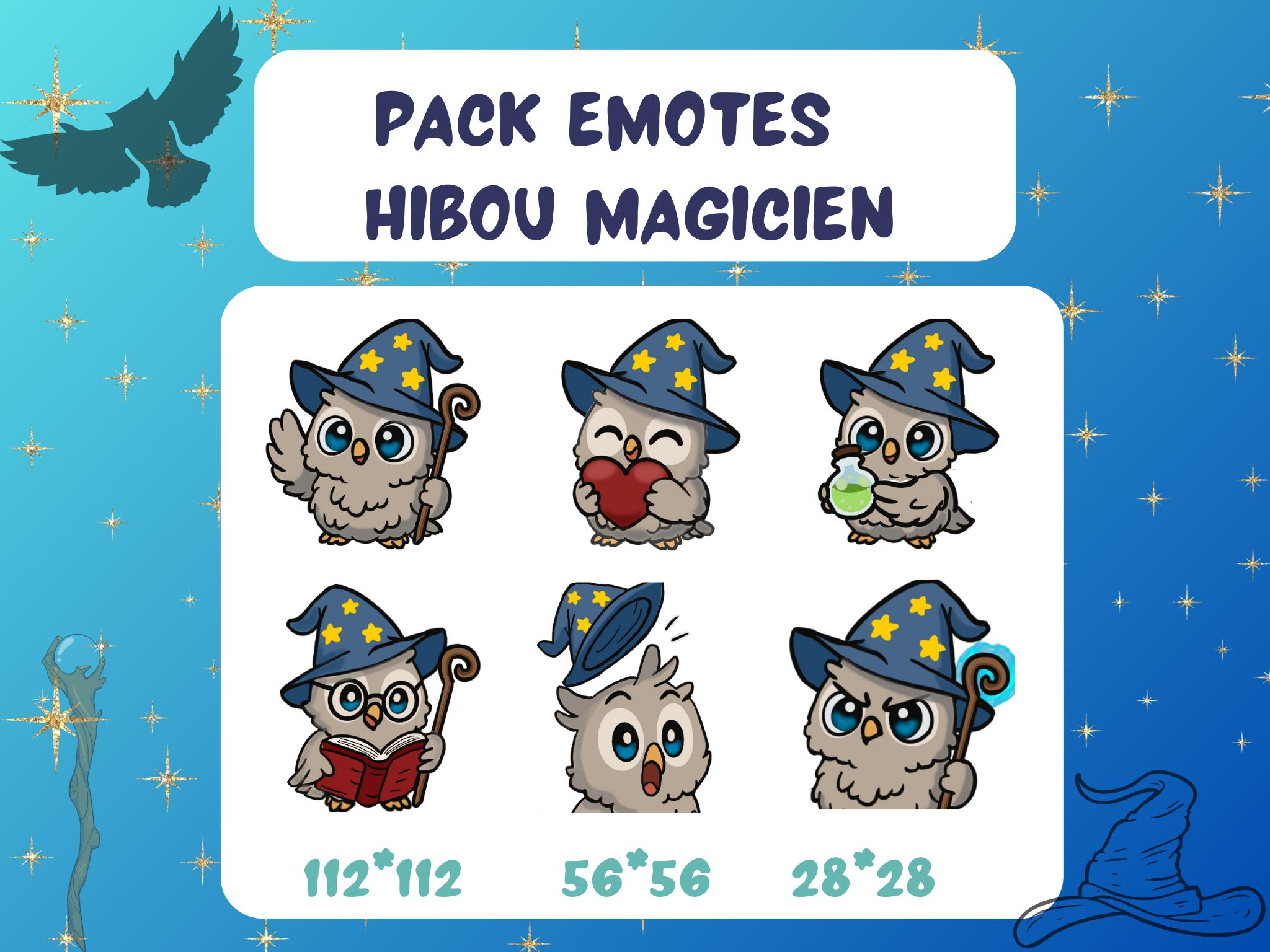 Pack Emotes Hibou Magicien - Twitch-Discord-Youtube