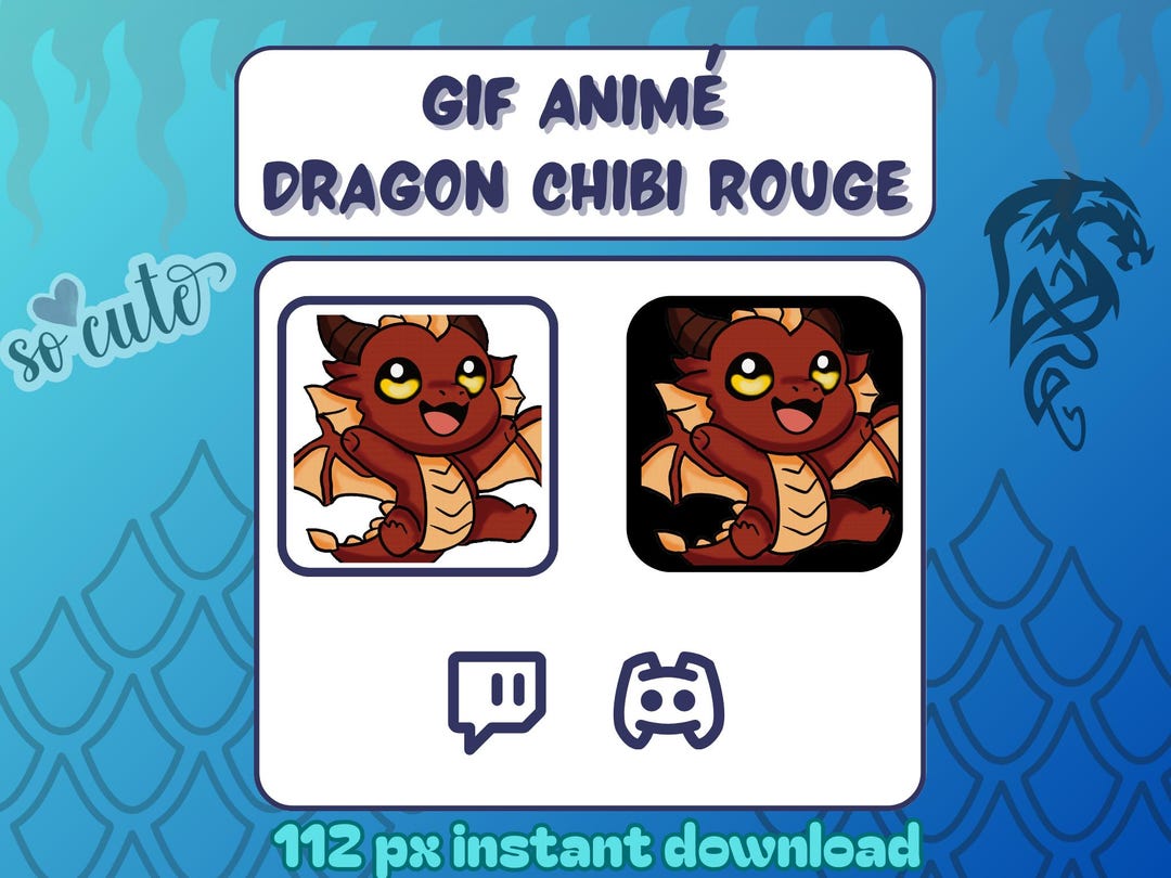 Chibi Fire Dancing Chibi Red Dragon Animated Emote - 112px GIF Twitch-discord - Etsy