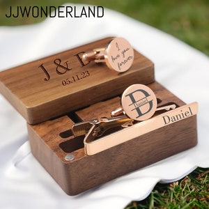 Benutzerdefinierte Manschettenknöpfe, gravierte Box Optional, personalisierte Hochzeit Tag Manschettenknöpfe für Bräutigam Trauzeugen, Holz Jahrestagsgeschenk, Geschenk für Ehemann Bild 2