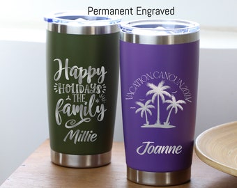 Personalized 20oz Tumbler, Family Travel Mug, Custom Insulated Steel Laser Engraved Tumbler, Corporate Gifts, Monogram Tumbler