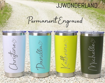 Personalized Travel Mug, 20oz Tumbler, Custom Insulated Steel Laser Engraved Tumbler, Corporate Gifts, Etched Tumbler, Monogram Tumbler