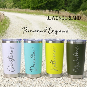 Personalized Travel Mug, 20oz Tumbler, Custom Insulated Steel Laser Engraved Tumbler, Corporate Gifts, Etched Tumbler, Monogram Tumbler