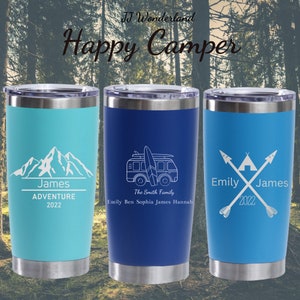 Personalized Adventure Tumbler, Camping Mug, Outdoor Travel Cups, Custom Campervan, Happy Camper Gift, Camping Wine Tumbler, Sport Tumbler