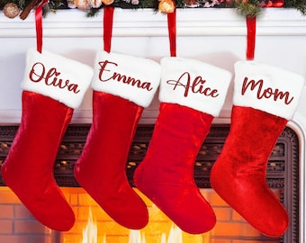 Embroidered Christmas Socks, Tradition Sock with Name,Holiday Decor,Gift for Family,Holiday Keepsake, Xmas Stocking, Holiday Decoration-JJ50