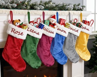 Embroidered Red Christmas Stocking, Custom Christmas Stocking, Family Tradition Sock, Christmas Decor, Christmas Keepsake, Xmas Stocking