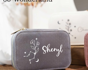 Personalized Velvet Jewelry Box, Customized Velvet Jewelry Case, Keepsake Jewelry Box, Jewelry Storage, Gift for Her, Travel Jewelry Box