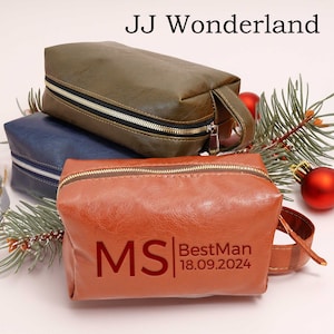 Personalised Monogrammed Men&#39;s Toiletry Organizer, Custom Men&#39;s Travel Toiletry Case, Gift for Him, Grooming Bag, Best Man Initial Wash Bag