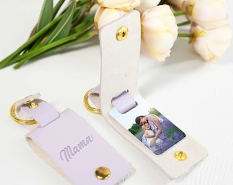 Personalisierter Schlüsselanhänger mit Gravur, Schlüsselanhänger mit Foto, Personalisierter Schlüsselanhänger aus Leder, Schlüsselanhänger mit Foto, Geschenk für Mama, Geschenk für Mama