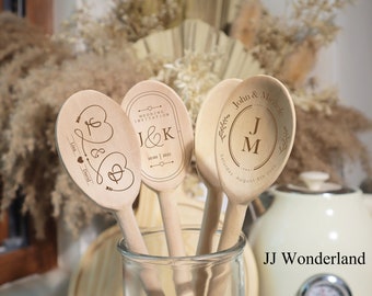 Cuchara de madera personalizada, regalo personalizado para despedida de soltera, cuchara perfecta para mezclar, recuerdo de boda, regalo de cocina, regalos para despedidas de soltera, regalo único para parejas.