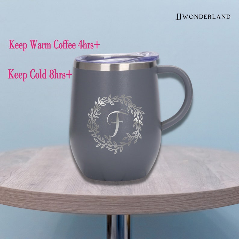 12oz Insulated Coffee Cup, Stainless Steel Coffee Cup, Coffee Mug, Coffee Cup with Lid, Dishwasher Safe, Personalized Coffee Cup image 5