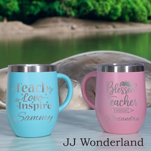 Personalized 12oz Insulated Coffee Cup, Year End Teacher Gift, Teacher&#39;s Coffee Mug, Coffee Cup, Teacher&#39;s Day Gift, Appreciate Gift