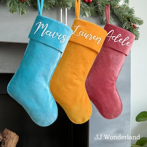 Embroidered Christmas Velvet Stocking, Custom Family Christmas Stockings, Christmas Decoration, Xmas Stocking with Name, Monogram Stockings