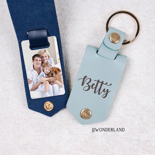 Photo leather keychain, Personalized leather keychain, Keyring with photo, Anniversary gift, gift for her, Valentine's day gift