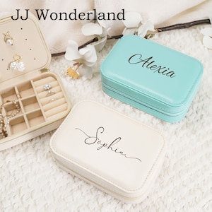 Joyero personalizado, joyero portátil personalizado, estuche de viaje para joyas, joyero, regalo para dama de honor, regalo para el Día de la Madre.