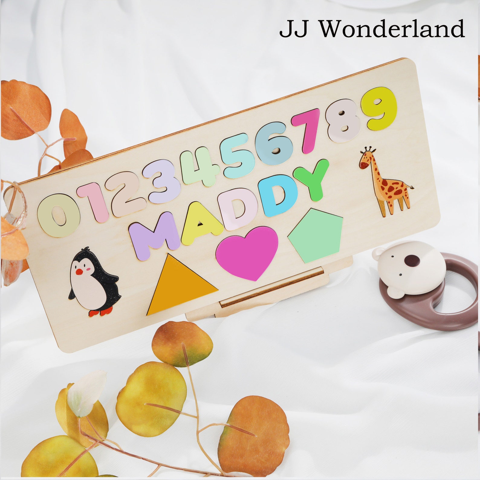 Pastel Personalized Custom First Name Wooden Puzzle , Educational Toys For Toddlers