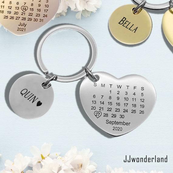 Personalized Calendar Keychain Custom Date Save Key Chain