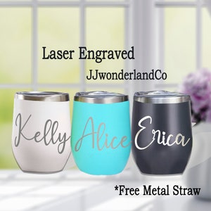 Personalized Wine Tumbler, Custom Wine Glasses, Insulated Wine Cup,Engraved Wine Tumbler with Lid,Bachelorette Party Favors,Bridesmaid Gift