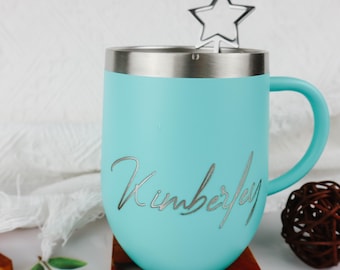 Gift for Her, 12oz Coffee Cup, Stainless Steel Coffee Cup, Coffee Mug, Coffee Cup with Lid, Dishwasher Safe, Personalized Coffee Cup