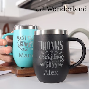 Personalized 12oz Insulated Coffee Cup, Stainless Steel Coffee Cup, Coffee Mug, Employee Gift, Corporate Gifts, Employee Appreciation