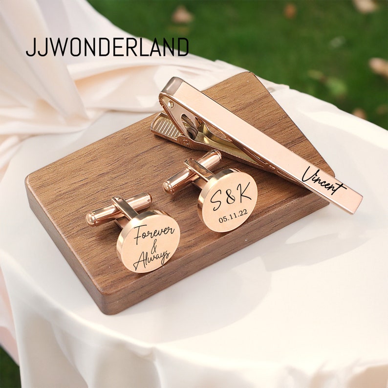 Benutzerdefinierte Manschettenknöpfe, gravierte Box Optional, personalisierte Hochzeit Tag Manschettenknöpfe für Bräutigam Trauzeugen, Holz Jahrestagsgeschenk, Geschenk für Ehemann Bild 6