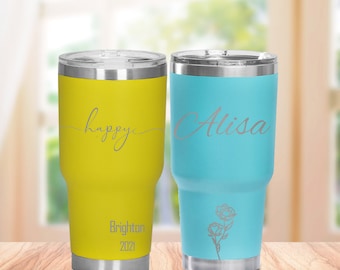 Taza de viaje personalizada de 30 oz, vaso de acero con aislamiento personalizado y grabado, regalos de Navidad, vaso grabado, vaso con monograma