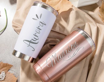 Personalized 20oz Tumbler, Travel Mug, Insulated Steel Laser Engraved Tumbler, Birthday Gift, Monogram Tumbler, Gift for Her, Family Tumbler