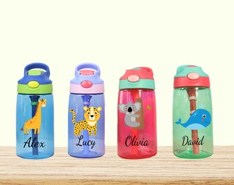 Personalized kids 16oz water bottle kids Cup, Custom Animal Kid Cup, School Water Bottle, Zoo-themed Bottle, Eco-friendly Animal Bottle