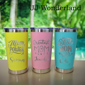 Personalisierter 20 Unzen Becher, Muttertagsbecher, benutzerdefinierter isolierter Stahllaser gravierter Becher, Geschenk für Mutter, Monogrammschale, Mutterkaffeetasse
