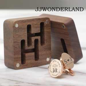 Benutzerdefinierte Manschettenknöpfe, gravierte Box Optional, personalisierte Hochzeit Tag Manschettenknöpfe für Bräutigam Trauzeugen, Holz Jahrestagsgeschenk, Geschenk für Ehemann Bild 4